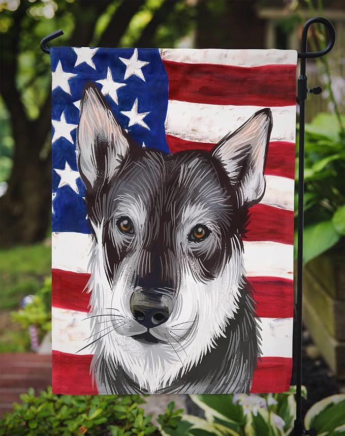 Caroline's Treasures CK6579GF Jamthund American Flag Garden Flag Mailbox Flag Decorative Yard Flag Banner Outside Patio Artwork Yard Flower Beds, Garden Size, Multicolor