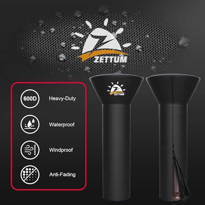 Zettum Patio Heater Covers 2 Pack - 600D Outdoor Heater Cover with Zipper Waterproof Heavy Duty, Propane Heat Cover for East Oak, Hampton Bay, Fire Sense and More (87" Height x 33" Dome x 19" Base)