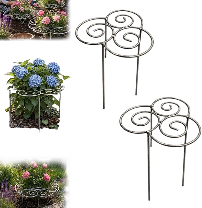 Metal Plant Support Ring for Garden, 2026 New Peony Cage Stand, Indoor Pots, Flower Hoop, Decorative Grow Through Rings, Heavy-Duty Flower Support Frame, Outdoor Orchid Clip (S*2PCS)