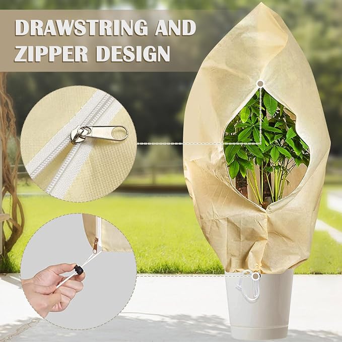 Plant Covers Freeze Protection, Winter Frost Cloths 2.8oz/yd² with Zipper and Drawstring, Garden Cover Protective Blankets for Outdoor Plants Fruit Palm Olive Trees (31in*39in 2pc)