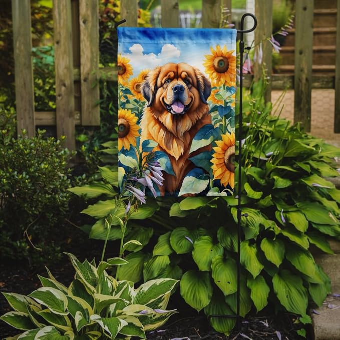 Caroline's Treasures DAC6166GF Tibetan Mastiff in Sunflowers Garden Flag Mailbox Flag Decorative Yard Flag Banner Outside Patio Artwork Yard Flower Beds, Garden Size, Multicolor