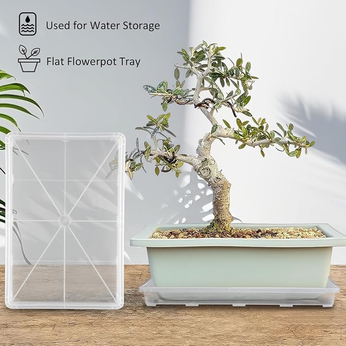 RooTrimmer Clear Seed Starter Trays 5 Pack(17"x11"x2"), Reusable Plastic Carrying Seedling & Nursery Trays, Durable Flat Pots Trays, Transparent Square Tray for Planting and Collecting Drainage Water