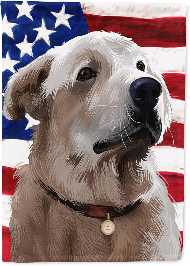 Caroline's Treasures CK6386GF Akbash American Flag Garden Flag Mailbox Flag Decorative Yard Flag Banner Outside Patio Artwork Yard Flower Beds, Garden Size, Multicolor