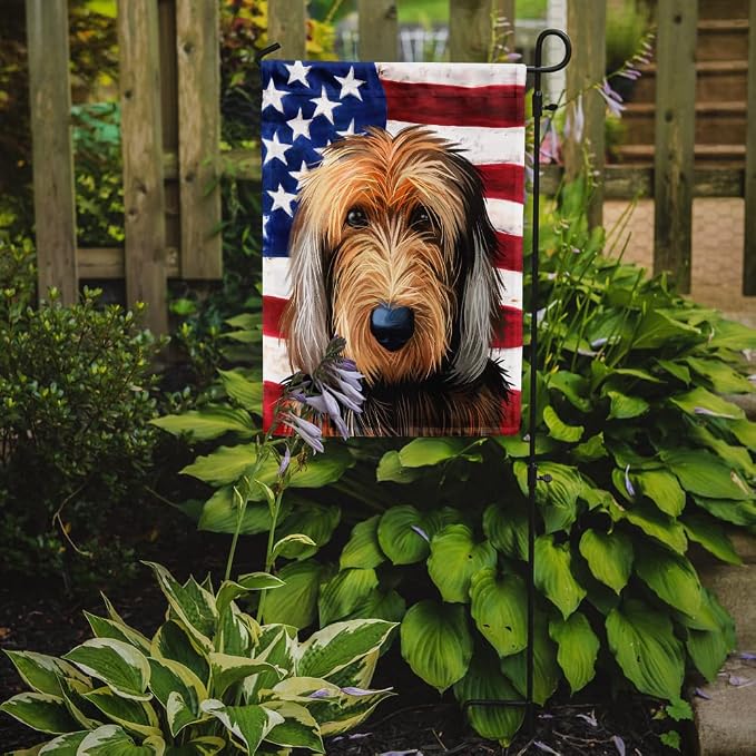 Caroline's Treasures CK6636GF Otterhound Dog American Flag Garden Flag Mailbox Flag Decorative Yard Flag Banner Outside Patio Artwork Yard Flower Beds, Garden Size, Multicolor