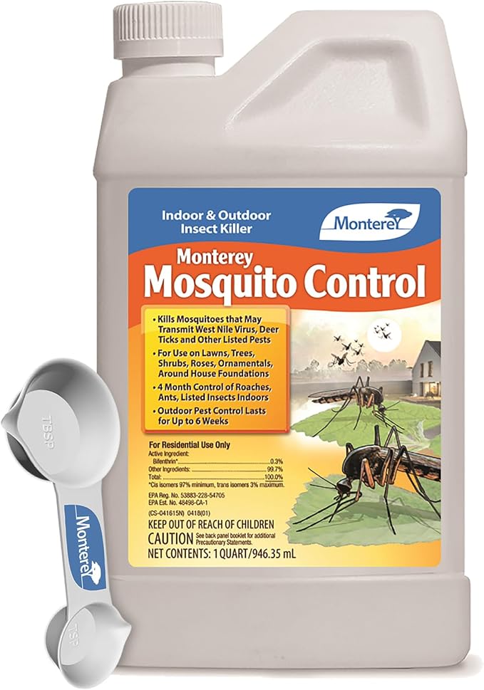 Monterey Mosquito Control - Indoor and Outdoor Insect Killer - Apply with Sprayer - 1 Quart Concentrate
