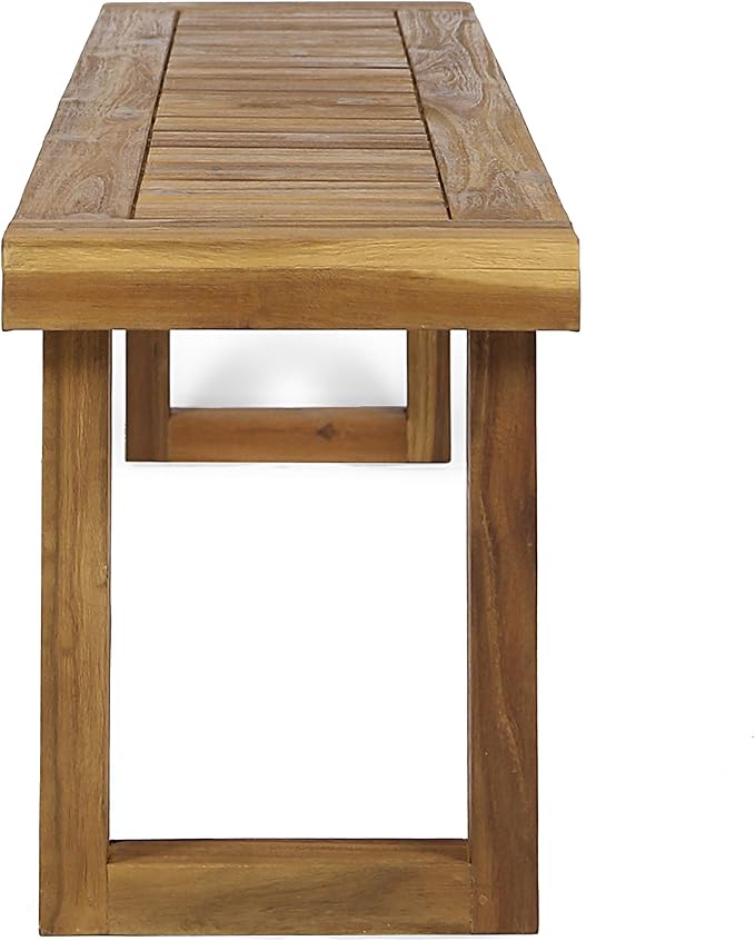 Merax Acacia Wood Outdoor Bench Set of 2, Backless Garden Bench Rustic Patio Dining Seats, Slat Panel Design, Weatherproof, 60" Long, Bear 300lbs, Natural