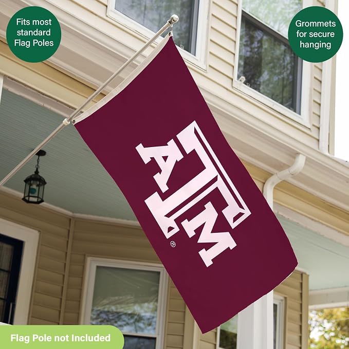 NCAA Texas A&M Flag with Grommets, 3'x5' Texas A&M Aggies Outdoor College Flags & Banners for Garden Patio Indoor Wall Décor