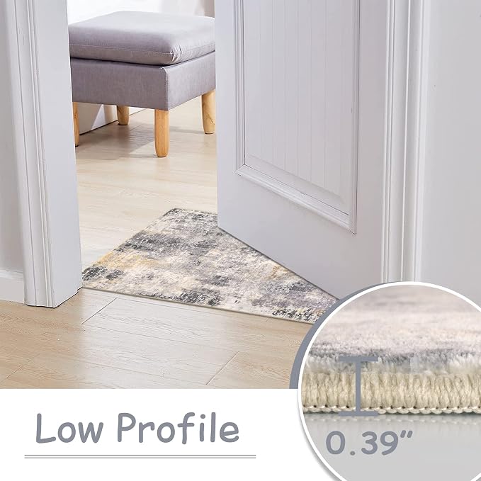 Lahome 2x4 Runner Rug for Hallway, Washable Soft Runner Rug Non Slip, Easy Clean Stain Resistant Carpet for Entryway, Laundry, Bedroom, Helps Soften Footstep &Protect Floors, 2 x 4 Grey