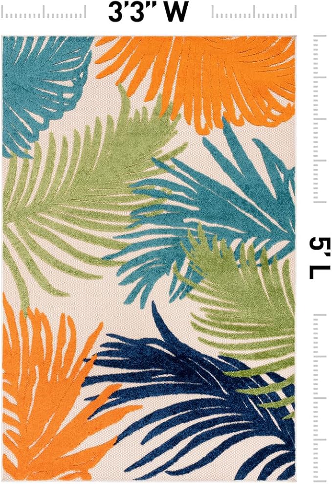 Rugshop Lucca Contemporary Floral Indoor/Outdoor Area Rug 3'3"x5' Multi