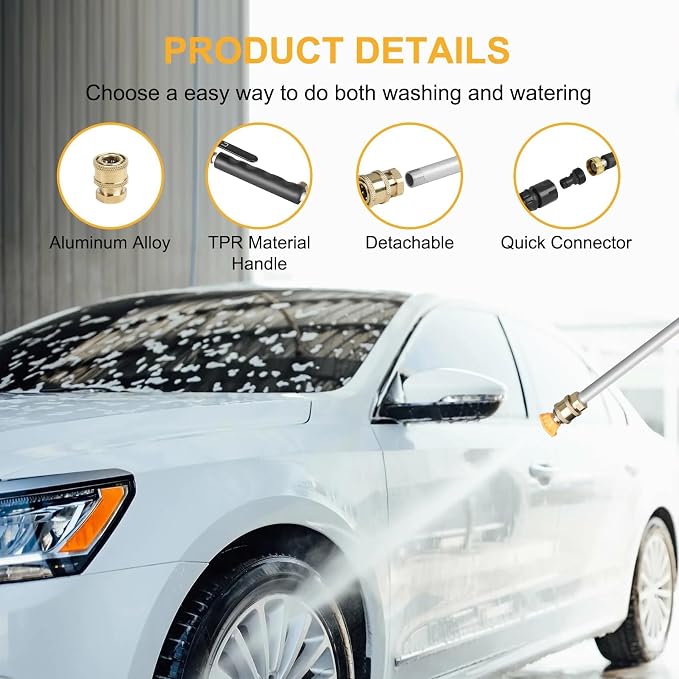 2026 New 7-1 Jet Nozzle High Pressure Hose Nozzle, High Pressure Power Washer Wand, power washer hose attachment for Gutter, Patio, Car Wash,Gardening