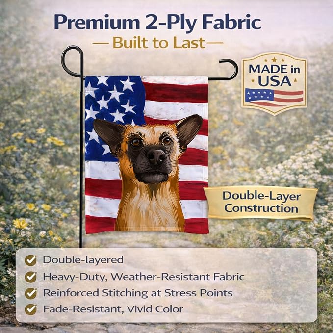 Caroline's Treasures CK6489GF Chinook Dog American Flag Garden Flag Mailbox Flag Decorative Yard Flag Banner Outside Patio Artwork Yard Flower Beds, Garden Size, Multicolor