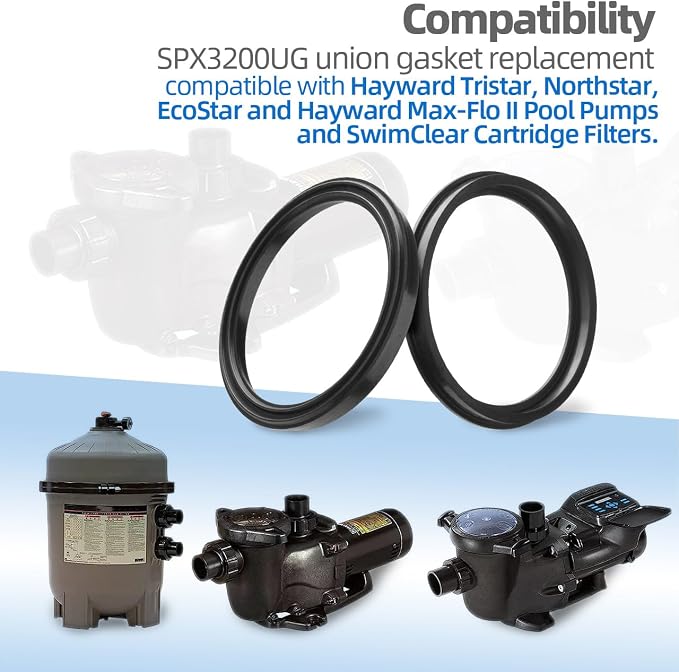 Union Gasket Seals SPX3200UG for Hayward Pumps, Filters & Pool Heater Parts | 4 Pcs Union Gasket Seals for Hayward Tristar, Northstar, EcoStar Pumps, Max-Flo II & SwimClear Cartridge Filters Heater Parts