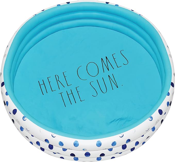 Rae Dunn x CocoNut Float Indigo Polka Dot Mini Pool, Round Splash | Inflatable swimming pool for kids, splash design, easy setup, great backyard fun, durable, perfect for summer parties