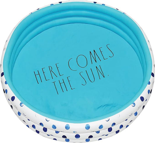 Rae Dunn x CocoNut Float Indigo Polka Dot Mini Pool, Round Splash | Inflatable swimming pool for kids, splash design, easy setup, great backyard fun, durable, perfect for summer parties