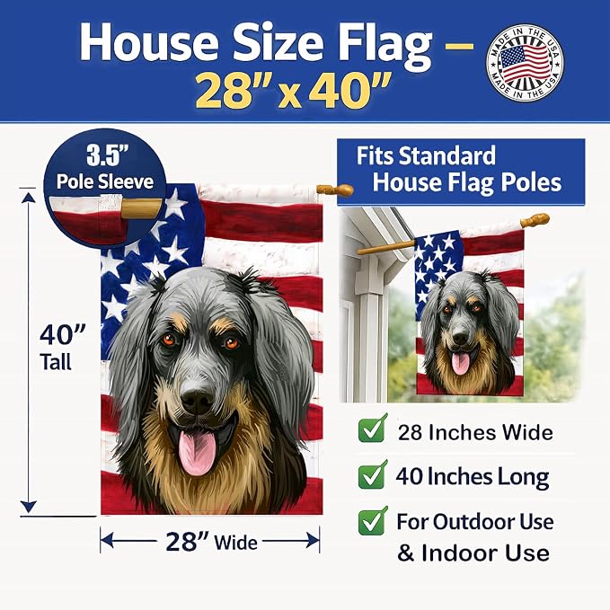 Caroline's Treasures CK6561CHF Hovawart Dog American Flag House Flag Large Porch Sleeve Pole Decorative Outside Yard Banner Artwork Wall Hanging, Polyester, House Size, Multicolor