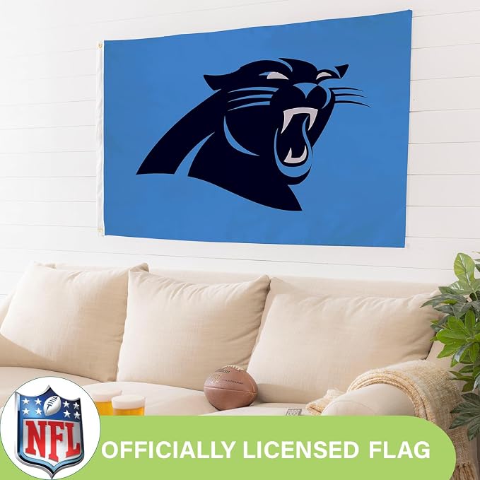 NFL Carolina Panthers 3 x 5 Outdoor Durable House Flag with Grommets | Sport Team Flag & Banner | Indoor Wall Decor Flag for Room | Works with Flag Poles for Outside House