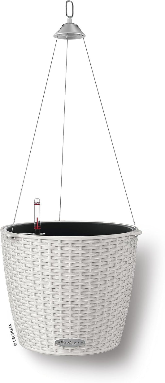 Lechuza Nido Cottage 28 Light Grey, Self-Watering Hanging Planter, D10.6 H9.1 in