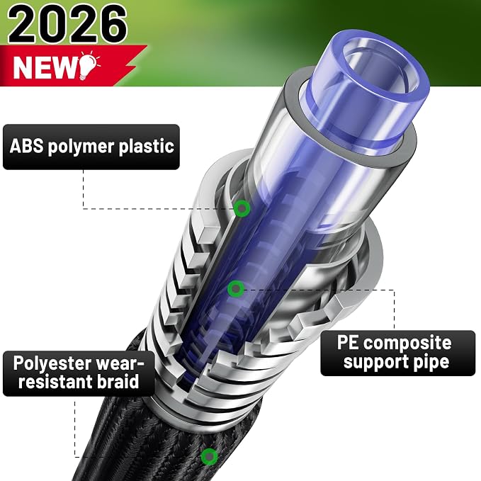 Aheroi Garden Hose 50FT, Flexible Garden Hoses Duo Mode Patented Kink-Free Water Hose with 10 Spray Nozzle, Lightweight Non-Expanding Waterhose for Outside Garden,High-Pressure&Wear-Resistant