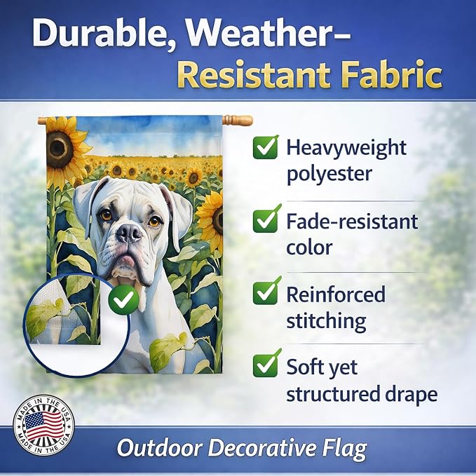 Caroline's Treasures DAC6038CHF Boxer in Sunflowers House Flag Large Porch Sleeve Pole Decorative Outside Yard Banner Artwork Wall Hanging, Polyester, House Size, Multicolor