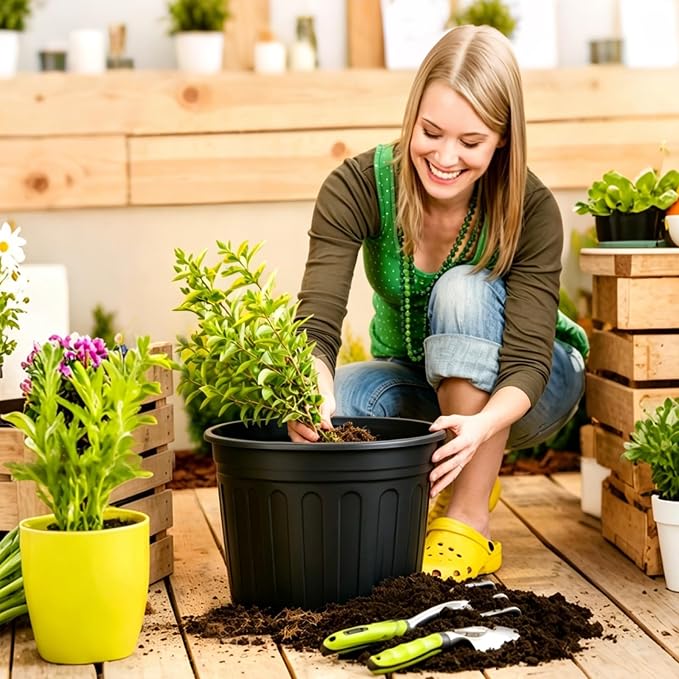JERIA 30-Pack 5 Gallon Flexible Plant Nursery Pots,Thickened Soft Plastic Seedling Pots,Seed Starting Pot Flower Plant Container for Succulents，Seedlings