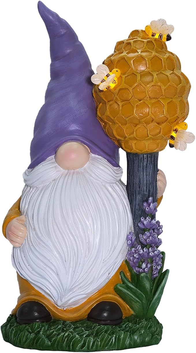 Solar Garden Outdoor Statues Gnomes Statues Yard Resin Decoration Gift Handmade Housewarming Gift for Patio Yard Lawn Waterproof Cracking