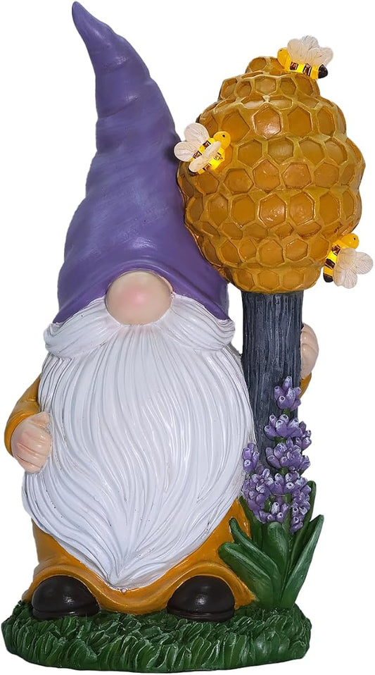 Solar Garden Outdoor Statues Gnomes Statues Yard Resin Decoration Gift Handmade Housewarming Gift for Patio Yard Lawn Waterproof Cracking