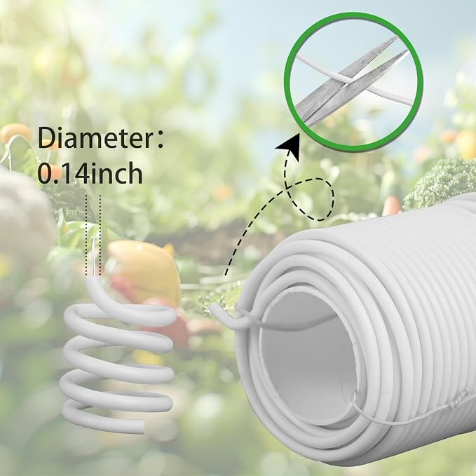 Decoroca Soft Plant Ties for Support - 65.6' Reusable Waterproof Plant Wire, Garden Twist, Office Organization and Decoration Binding（2pcs/White）