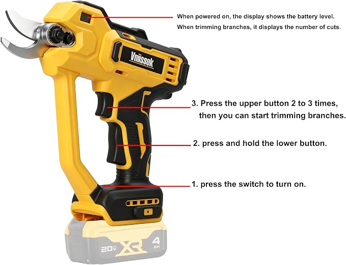 Electric Pruning Shears Cordless Pruner Shears Compatible with DeWalt 20V Battery (No Battery) Perfect for Tree Trimming Gardening, Garden Orchard (Electric Pruning Shears)