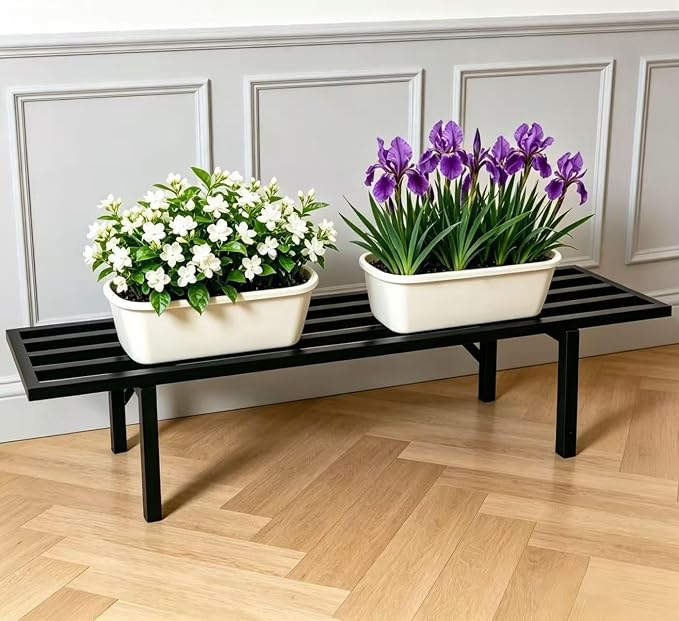 Zhongma One Tier Metal Plant Stand (35.43 L x 8.66 W x 7.9 H) Heavy Duty Plant Holder for Home, Window,Garden, Plant Lovers, Display Stand
