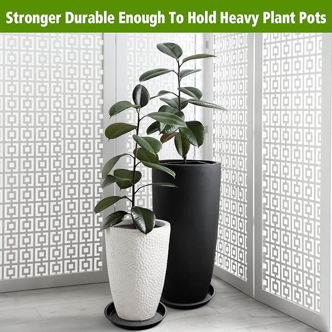 Honeydak 16 Pack 11.8 Inch Plant Saucer Plastic Plant Water Tray Plastic Saucers for Indoors Outdoors Round Pot Planter Heavy Duty Drip Trays for Garden Flower, Black