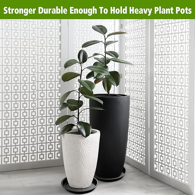 Honeydak 16 Pack 14.2 Inch Plant Saucer Plastic Plant Water Tray Plastic Saucers for Indoors Outdoors Round Pot Planter Heavy Duty Drip Trays for Garden Flower, Black