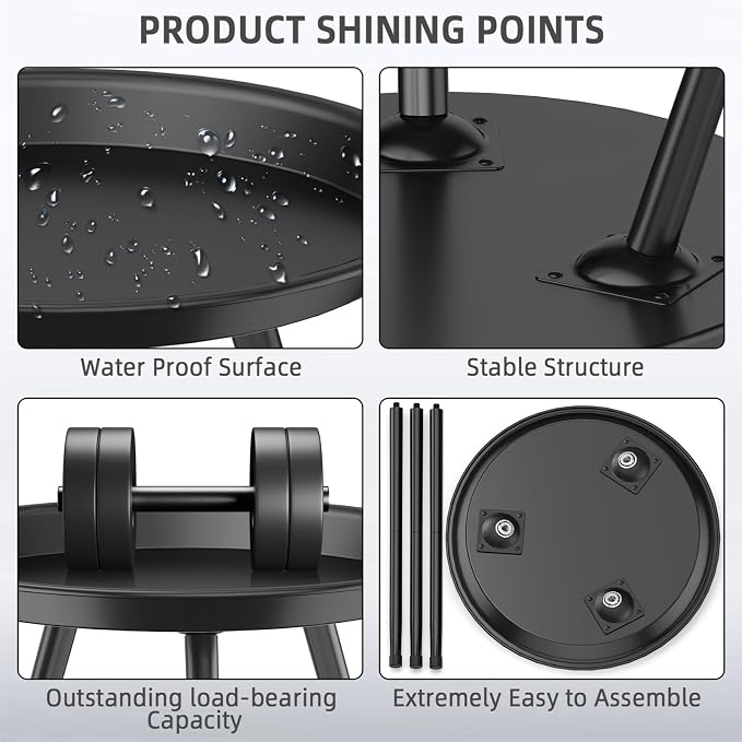 SYQ Small Black Side Table,Modern Round Metal end Table,Simple Circle Accent Table for Outdoor Living Room Bedroom Bathroom Office
