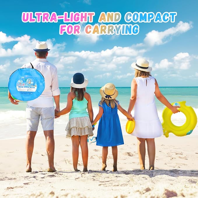 Baby Pool with Canopy Foldable Kiddie Pool with Sun Shade Pools for Toddlers Baby Beach Essentials Pop Up Tent Swimming Wading Pools Portable Summer Water Play for Indoor Outdoor Beach Backyards