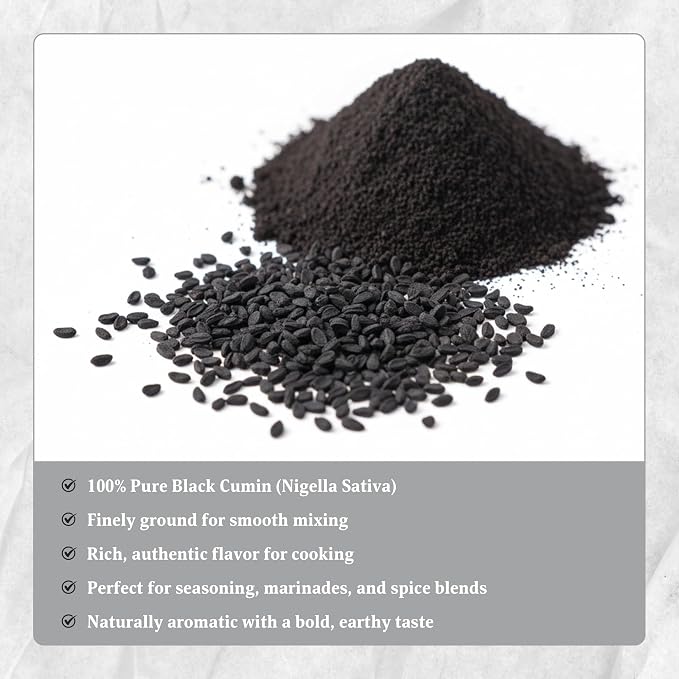 Yogi's Gift Black Cumin Seed Powder 8 oz, Ground Nigella Sativa, Kalonji, Comino Negro en Polvo for Cooking, Smoothies, and Natural Flavor Boost, Long-Lasting Aroma