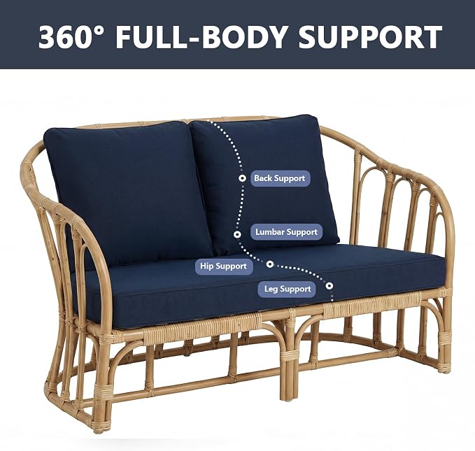 Goodgoods 48 x 24 Outdoor Loveseat Cushion Set, 1000+Hours Fade-Resistant & Water-Resistant Outdoor Furniture Chair Cushions with 30D High-Resilience Foam for Couch, Bench, and Swing, Midnight