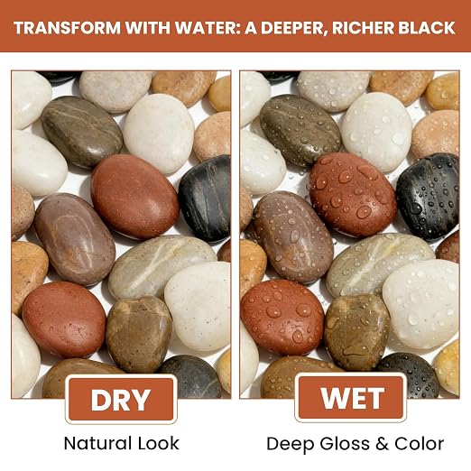 6lbs Polished River Rocks for Landscaping, 2-3 Inch Mixed Pebbles for Garden, Decorative Stones for Plants, Potted Succulents, Fish Tank, Aquarium Decor, Outdoor Yard & Walkways