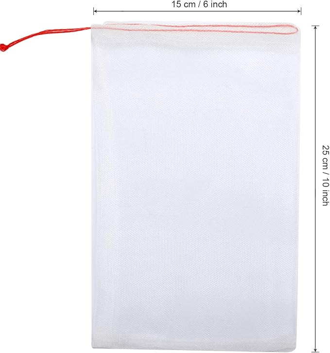Kikhope 50 Pcs Fruit Protection Bags,10"x6" Fruit Netting Bags | Fruit Protection Netting Bags, Insect Bird Netting, Pest Barrier Bags, Garden Net with Drawstring, Fruit Cover Bags