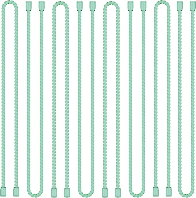 8PCS 18-Inch Silicone Cable Ties, Bendable Rubber Twist Ties, Reusable Twist Ties for Cords, gear ties for Organizing, Bundling (Mint Green)