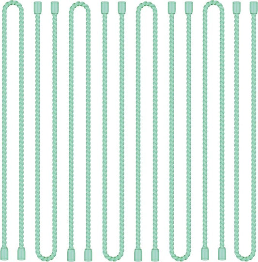 8PCS 18-Inch Silicone Cable Ties, Bendable Rubber Twist Ties, Reusable Twist Ties for Cords, gear ties for Organizing, Bundling (Mint Green)