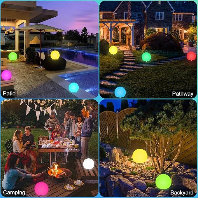 8-in Solar Globe Light Outdoor, Solar Garden Ball Light for Outside w/Remote, 16 RGB Colors 4 Modes Glow Orb Lights, Waterproof Landscape Lighting w/Ground Stake for Pathway Patio Backyard Party Decor