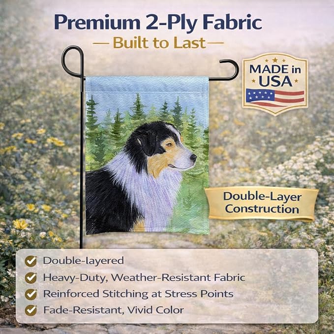 Caroline's Treasures SS8316GF Australian Shepherd Garden Flag Mailbox Flag Decorative Yard Flag Banner Outside Patio Artwork Yard Flower Beds, Garden Size, Multicolor