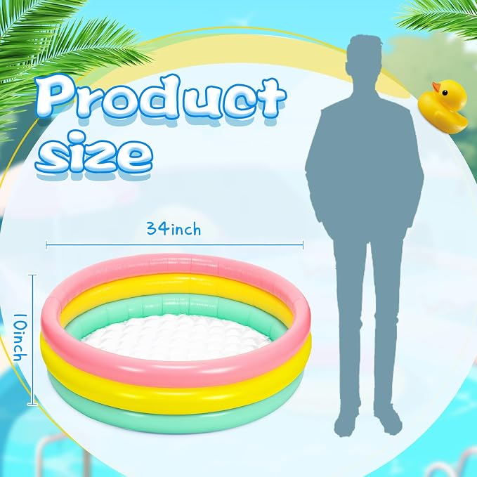 Jerify 6 Pack Swimming Pool 34 x 10 Inch Inflatable Swimming Pool Small Blow up 3 Rings Round Padding Ball Pond for Indoor and Outdoor Water Game Play Center