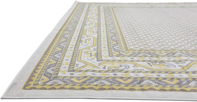 Unique Loom Williamsburg Collection Traditional Border with Dotted Center Area Rug, Rectangular 10' 0" x 13' 0", Beige/Yellow