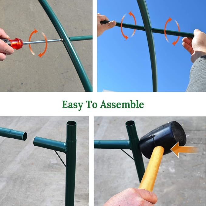 YardGrow Greenhouse Frames for Larger Hot Garden House Support Arch Frame Climbing Plants/Flowers/Vegetables Outdoor (12x7x7 FT)