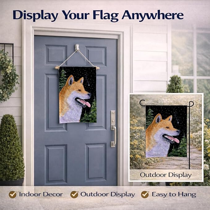 Caroline's Treasures SS8598GF Shiba Inu Garden Flag Mailbox Flag Decorative Yard Flag Banner Outside Patio Artwork Yard Flower Beds, Garden Size, Multicolor