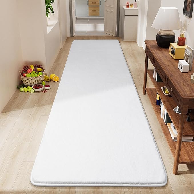 Amearea Modern Soft Hallway Runner Rug, 2x8 Feet Long Runners for Hallways | Washable Runner Rugs, Non Slip Memory Foam Rug White Runner Rugs Carpet for Entrance Kitchen Kids Room Decor