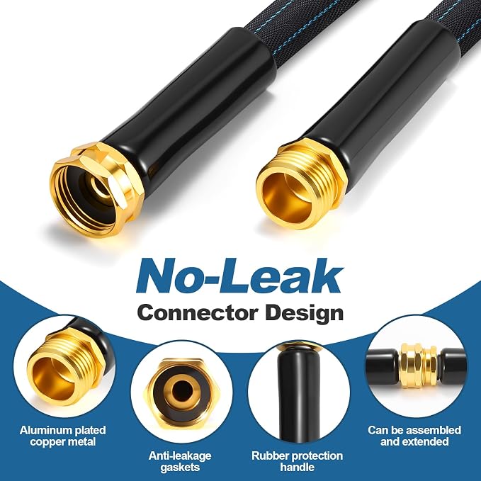 CXEZSIK Garden Hose 100ft Lightweight, Non-Expanding, Leak-Proof Metal Connector, No-Knot No-Tangle, Easy to Store and Carry, Wear-Resistant, 3/4GHT Flexible Water Hose, Hose for Yard, Garden, Outdoor