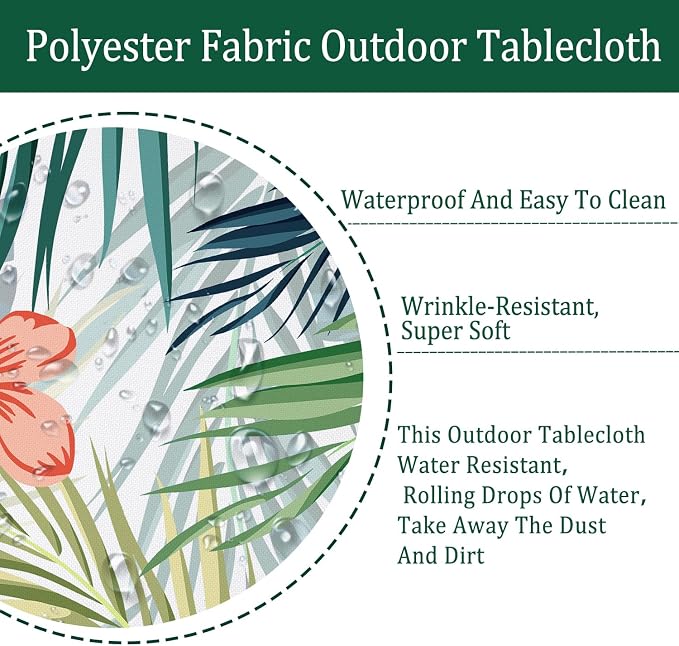 Outdoor Tablecloth with Umbrella Hole Umbrella Tablecloth Patio Tablecloths with Zipper for Courtyards, Terraces, and Beaches 60 x 102 in