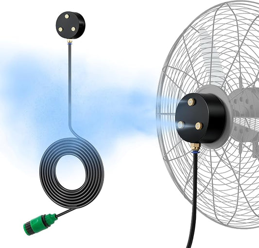 Fan Misters for Cooling Outdoor, Magnetic Misting Cooling System, Triple Nozzle Design, 16.4FT Misting Line, Outside Fans Misting Kit for Cool Patio, Backyard, Pool, Black(Fans Not Included)