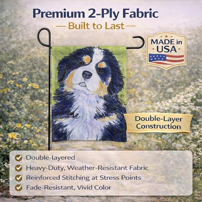 Caroline's Treasures SS1059GF Bernese Mountain Dog Garden Flag Mailbox Flag Decorative Yard Flag Banner Outside Patio Artwork Yard Flower Beds, Garden Size, Multicolor